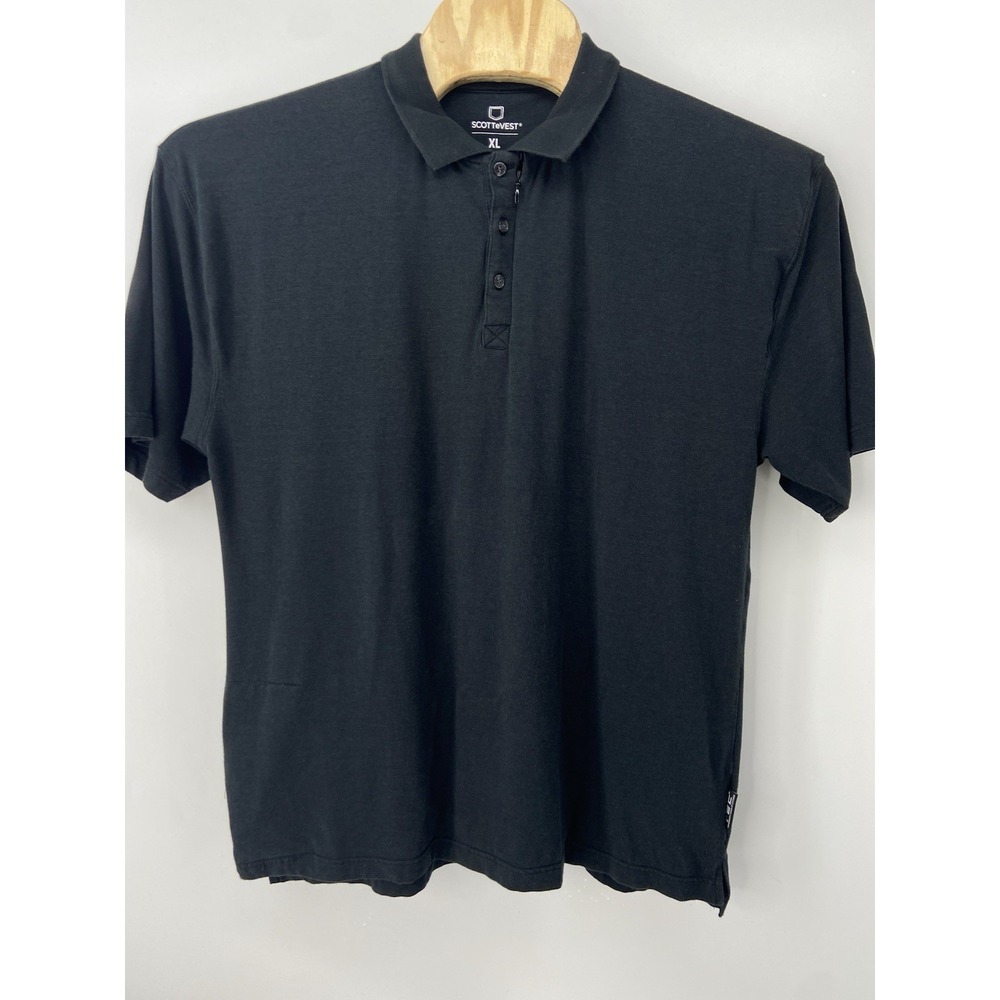 Scottevest Tec Polo Shirt‎ Mens XL Dark Gray Travel Short Sleeve Hidden Pockets